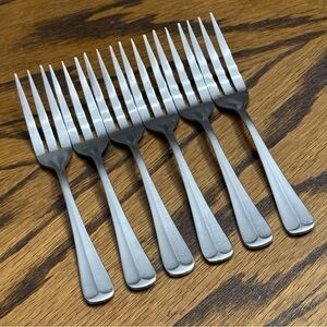 Leonard Old Rockport 6 Salad Forks 3 Tine Stainless Flatware Silverware 6 5/8”